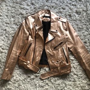 zara metallic biker jacket